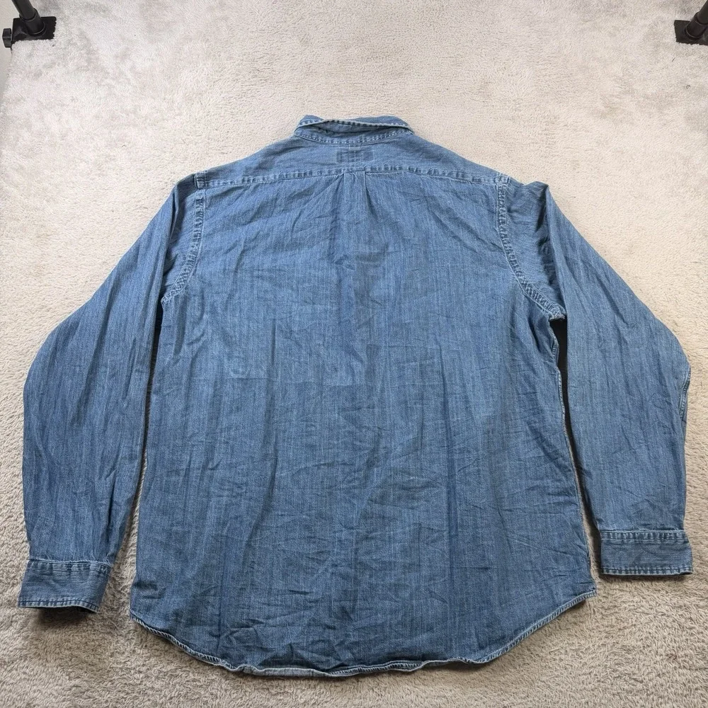 Polo Ralph Lauren Shirt Mens 2XL Classic Fit Blue Denim Button Down Flesh Pony